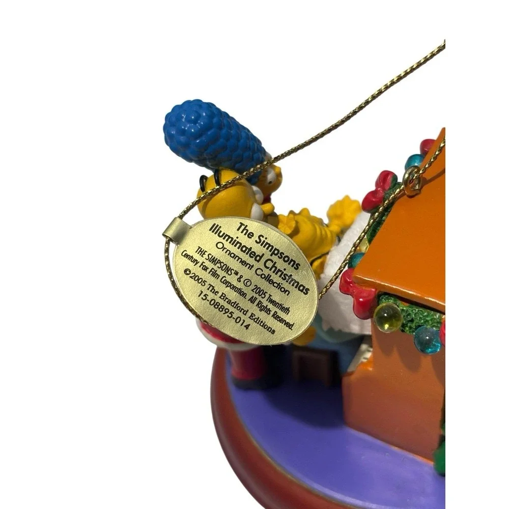 2005 Simpsons Bradford Christmas Ornament Illuminated Together Around The Piano